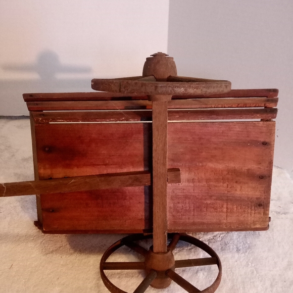 Antique Primitive Pull Toy Childs Wagon Pine Wood Rustic Display Cart Original - Picture 4 of 10